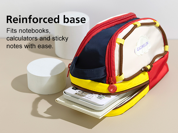 pencil case with big storage middle zippered compartment
