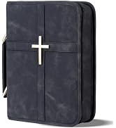 Vegan Leather Bible Cover Case, Bible Bag with Phone Pocket, Bible Case for Men Women, Christian ...
