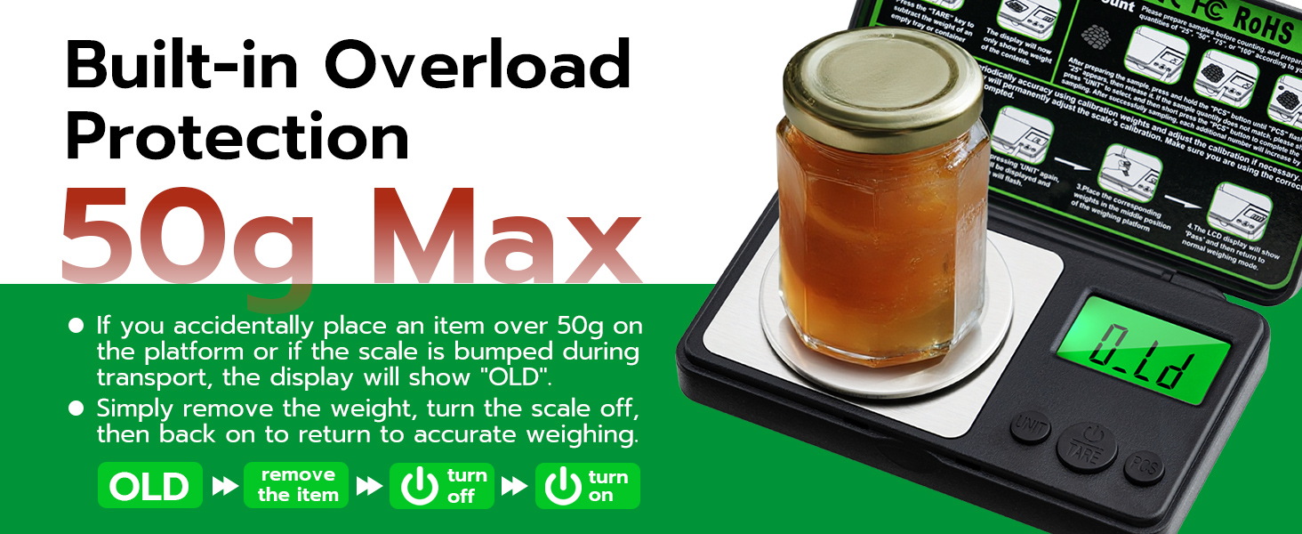 Built-in Overload Protection (50g Max)