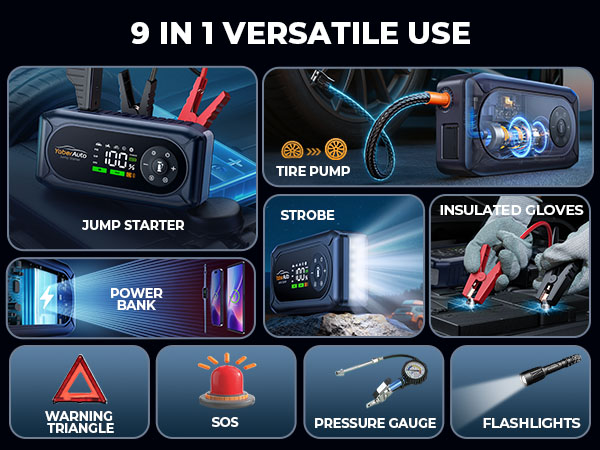 car battery jump starter car jumper starter portable jump box for car battery jumper cables pack