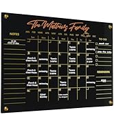 Black Acrylic Calendar Dry Erase for Wall, Family Planner, Monthly Calendar Dry Erase Whiteboard ...