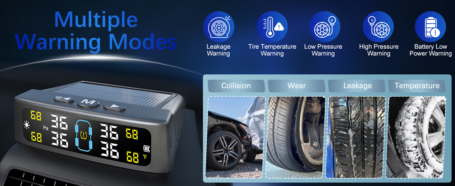 Tire Pressure Monitoring System, RV TPMS with 4 External sensors
