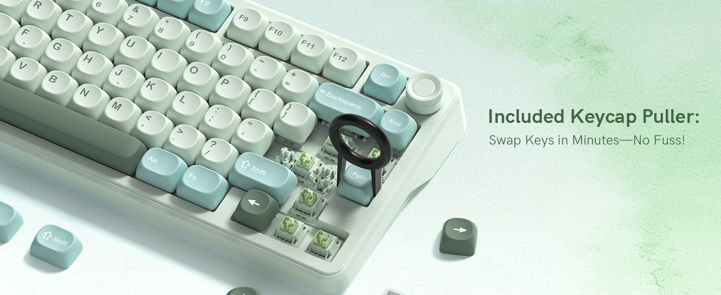 This keycap set includes a convenient keycap puller tool