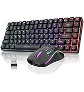 RedThunder K84 Wireless Keyboard and Mouse Combo, Rainbow Backlit Rechargeable Battery, 75% Layou...