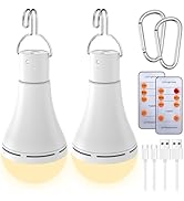 USB Rechargeable Light Bulb with Remote and Timer, Battery Backup Emergency Light Bulbs for Home ...