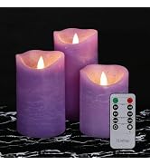 Purple Flameless Candles with Remote, Real Wax Battery Operated LED Candles | Flickering Flameles...