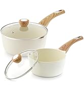 SENSARTE 2.0 &amp; 3.0 Quart Ceramic Sauce Pan Sets with Lid, Cooking Pots Set, Nonstick Saucepan Set...