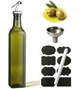 WERTIOO Green Olive Oil Dispenser Bottle,17oz Glass Oil and Vinegar Dispenser for Kitchen, 500ml ...