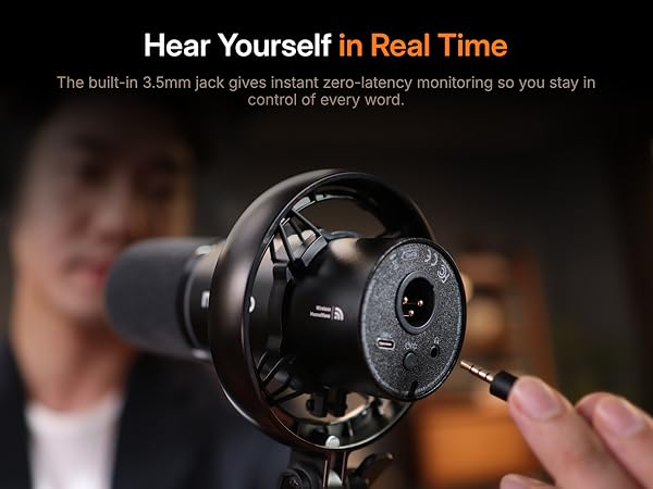 MAONO Wireless Dynamic Microphone for PC, XLR/USB Podcast Mic for Vocal Recording(PD200WT)