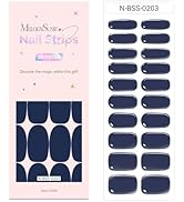 MelodySusie Semi Cured Gel Nail Strips (Yale Blue)- Works with Nail lamp, Salon-Quality, Long Las...