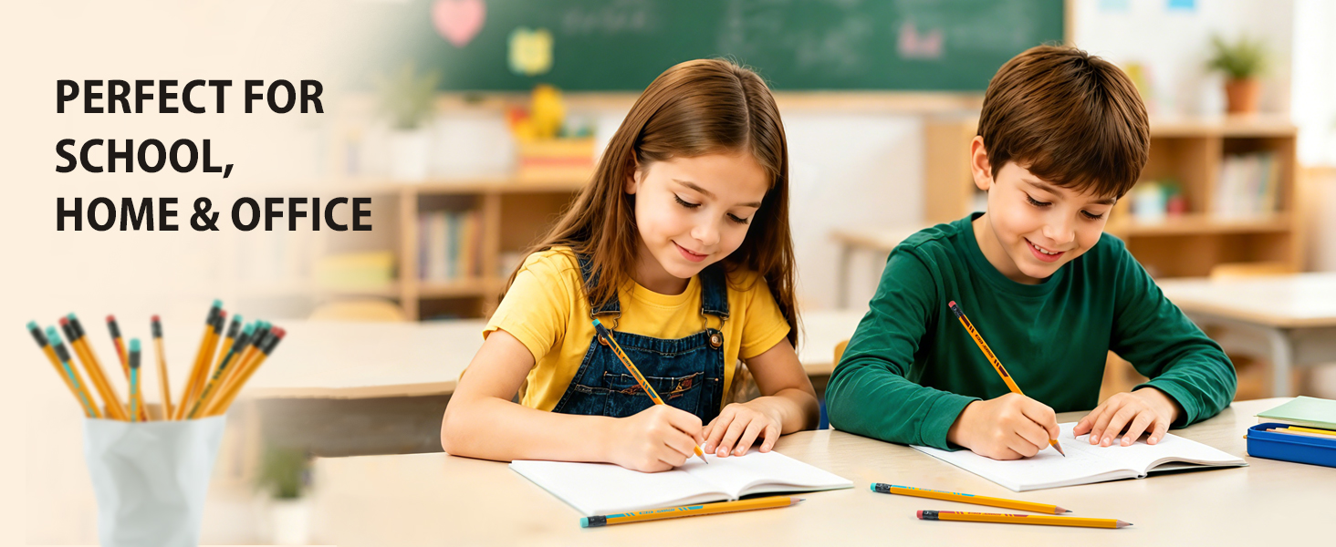 Break-resistant HB lead writes smoothly on all paper types, balance dark lines with durability