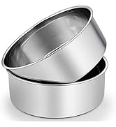 P&amp;P CHEF 8 x 3 Inch Cake Pans Set of 2, Round Baking Pan Stainless Steel Layer Birthday Wedding C...