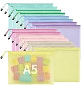 JARLINK 16pcs Mesh Zipper Pouch for Organizing, A5 Size Waterproof Zipper Storage Bags, 8 Colors ...