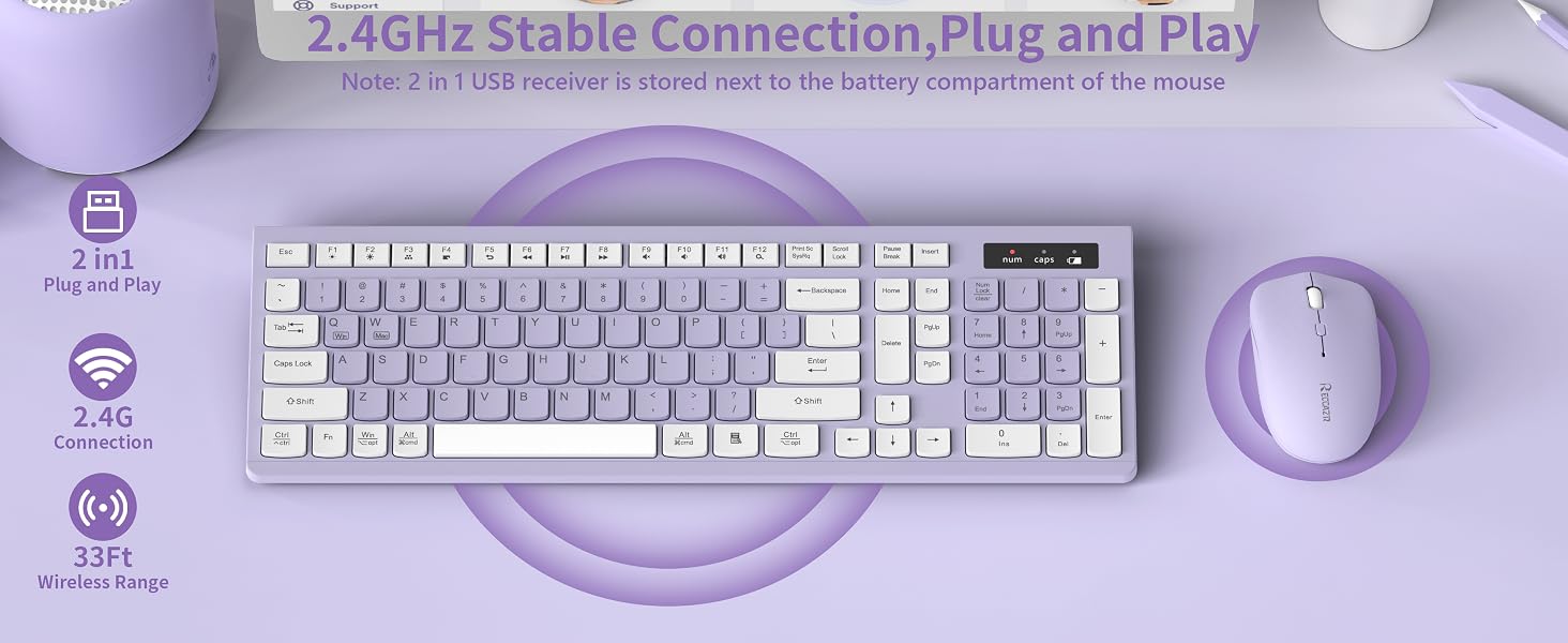 wireless keyboard and mouse combo purple 3