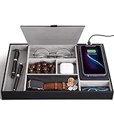 wireless future charger Valet Tray, Nightstand Organizer Charging Station, Leather Desk Drawer Or...
