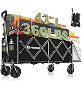 Hikemoon 43'' Extra Long Collapsible Wagon with Extended Tailgate, 360LBS Heavy Duty Wagons Carts...