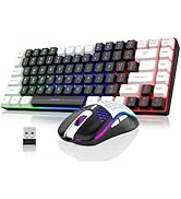 RedThunder K84 Wireless Keyboard and Mouse Combo, Rainbow Backlit Rechargeable Battery, 75% Layou...