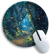 Gctriki Fireflies Forest Round Mouse Pad, with Stitched Edge Non-Slip Rubber Base, Small Travel M...