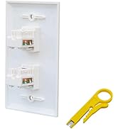 BUPLDET Ethernet Punch Down Wall Plate 2 Port with Tool - Single Gang Cat6 RJ45 Keystone Punchdow...