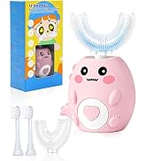KEGOZ Kids Electric U Shaped Toothbrush for Ages 2-12, Sonic 360º Cleaning Toothbrush with 4 Brus...