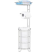 [Upgrade] Toilet Paper Holder Stand Nautical Bathroom Tissue Holders Free Standing with Top Shelf...
