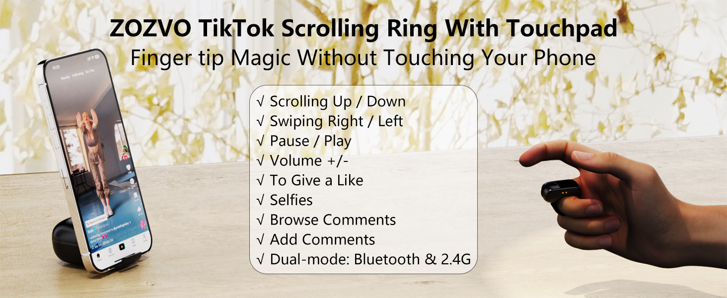ZOZVO Tiktok Scrolling Ring With Touchpad