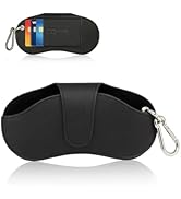 Magnetic Sunglasses Case with RFID Blocking Card Holder, Eyeglass Case with Carabiner Hook for Tr...