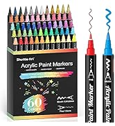 Shuttle Art 60 Colors Dual Tip Acrylic Paint Markers, Brush Tip and Fine Tip Acrylic Paint Pens f...