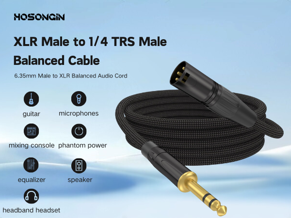 6.35mm to XLR Balanced Audio Cord