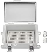 Zulkit Junction Box,IP67 Waterproof Electrical Box Hinged Cover Stainless Steel Buckle Grey Plast...