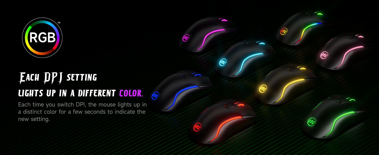 wired gaming mouse customizable RGB