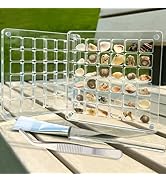 FOWSRHRG 2Pcs Acrylic Magnetic Seashell Display Box, 36 Grids Clear Decorative Storage Box for Mi...
