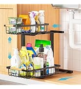 Liuoud Under Sink Organizer Storage 1 pack, 2 Tier Slide Out Height Adjustable Pull Out Cabinet O...