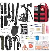 Emergency Survival Kit and First Aid Kit, 142Pcs Professional Survival Gear and Equipment with Mo...