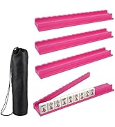 WHXGG Painted Wooden Mahjong Racks with Pushers,4 Pack Scalloped Mahjong Racks with Bag 17.3'' Wo...