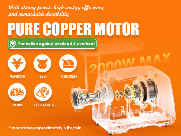 electric meat grinder cheffano life wiith strong powerful copper motor