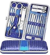 Teamkio 18pcs Manicure Set Pedicure Nail Clippers Set Travel Hygiene Kit Stainless Steel Professi...