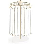Dahey Rotating Necklace Holder, Metal Jewelry Display Stand with 22 Hooks | 360° Spin Rack, Anti-...
