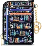 GIANCOMICS Slim Wallet Credit Card Holder Women, Goth Bookshelf Rfid Blocking Small Card Case, Ke...