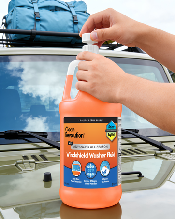 windshield fluid on car