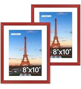 FIXSMITH 8x10 Picture Frame Set of 2, Red Photo Frame with HD Plexiglass, Display Pictures 5x7 wi...