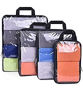 BAGAIL Transparent Compression Packing Cubes, Clear and Visible Travel Packing Organizer for back...