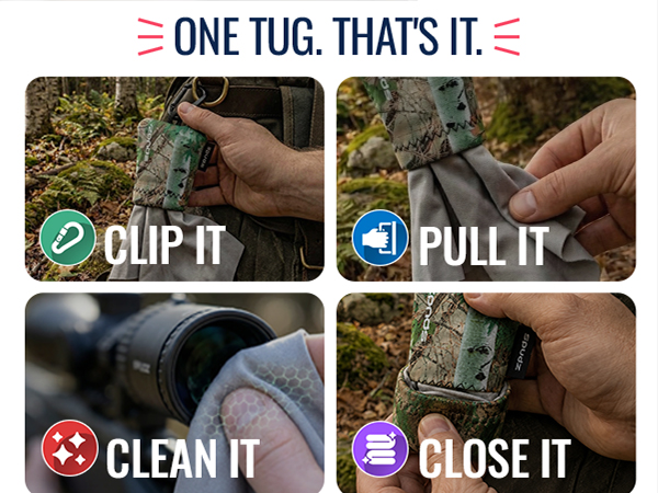 Ultra Microfiber Lens Cleaner Bottom Clip-On Pouch Washable Binoculars, Scopes, Glasses, Screens