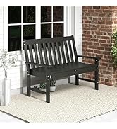 Tangkula 2-Person Outdoor Garden Park Bench, All-Weather HDPE Patio Loveseat Chair with Cozy Back...