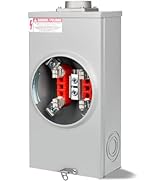 200 Amp Meter Socket, 4 Jaw Meter Base, 600V 3 Wire Ringless Type, with Horn Bypass Meter Cover P...