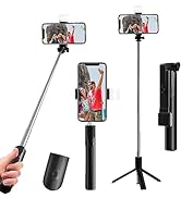 Selfie Stick, 40 in Retractable Phone Tripod with Wireless Remote Control &amp; Light, Portable Selfi...