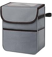 Simple Deluxe Car Trash Can with Lid and Storage Pockets, Multipurpose Garbage Bin with Adjustabl...
