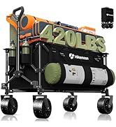 Hikemoon 150L Collapsible Wagons Carts Foldable, 420LBS Heavy Duty Folding Beach Cart with Big Al...