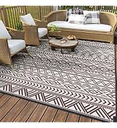 MontVoo-Outdoor Rug Carpet Waterproof 5x8 ft Reversible Patio Rug RV Camping Rug-Plastic Straw Ru...