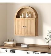 UPOSOJA Arched Bathroom Wall Cabinet, 23.6 x 30.3'' Over The Toilet Cabinet with Grille Door, Adj...